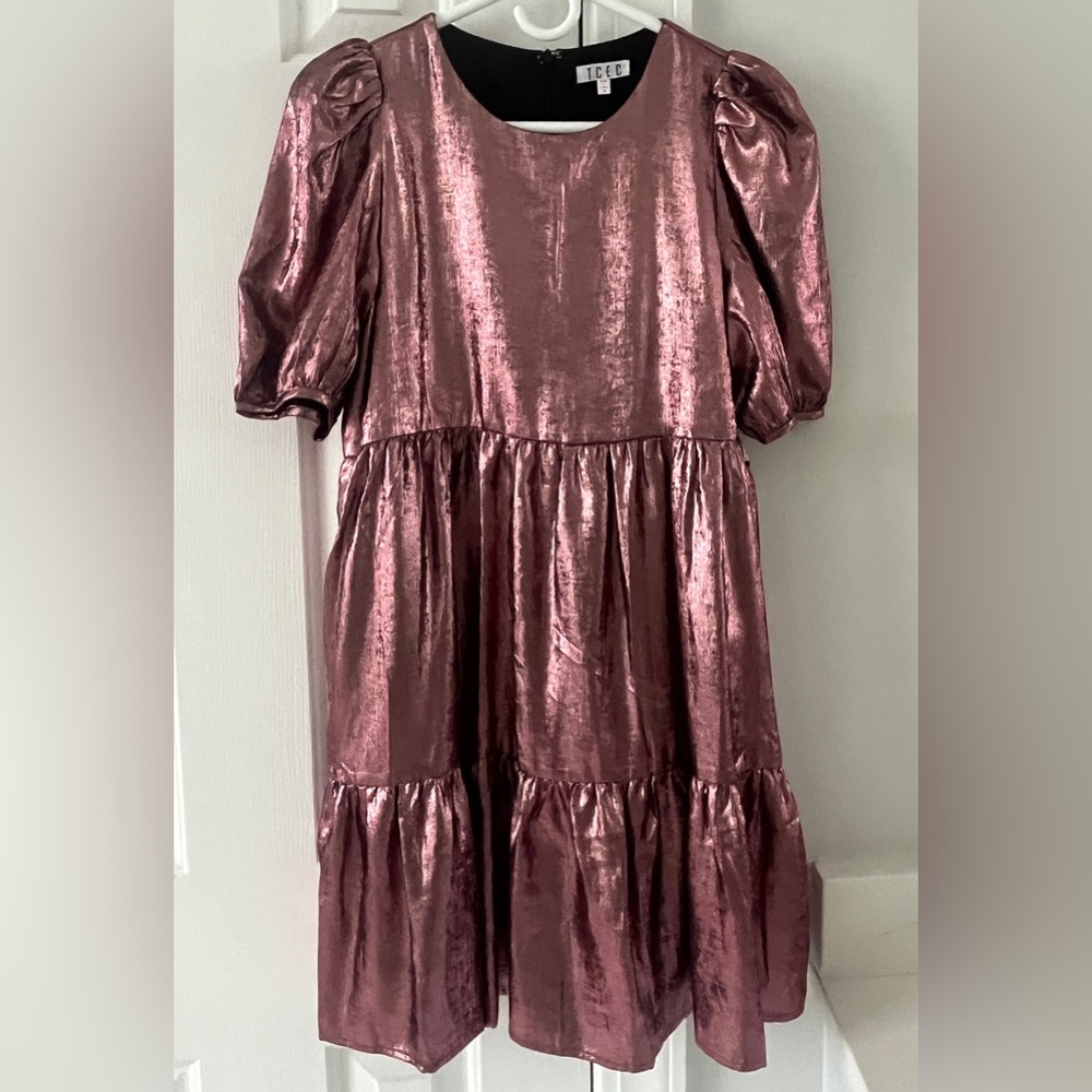 TCEC Shimmer/Metallic Dark Pink Dress, Small